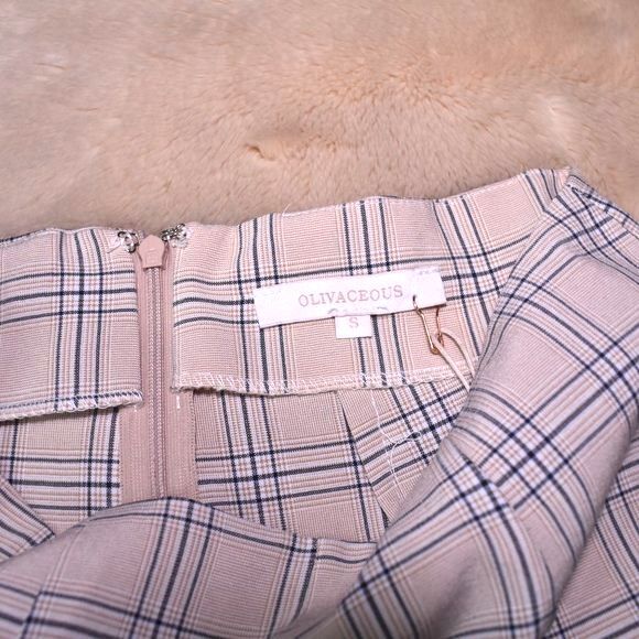 Womens Dress Pants Small Plaid Beige Blue Cropped Capris Preppy Casual Slacks - Picture 5 of 14